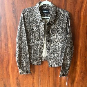 NWT leopard print denim jacket